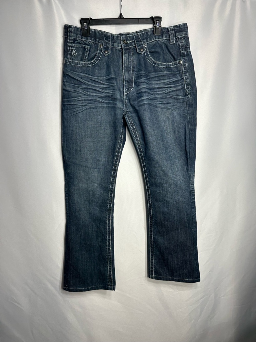 Men's Bootcut Jeans in Dark Indigo with Subtle Whiskering , size 36 Exellent con